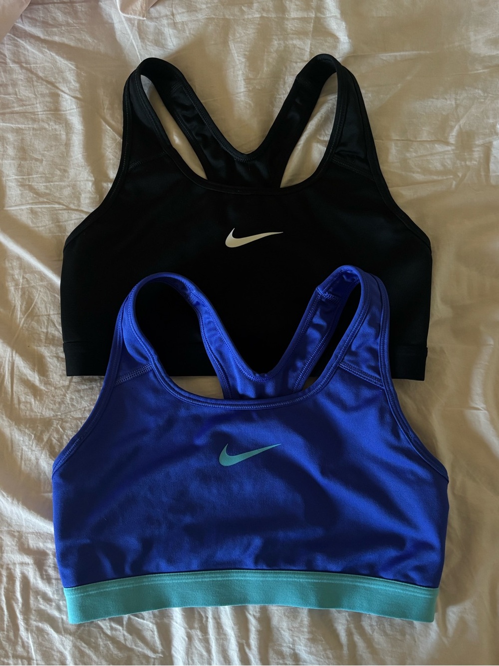 Nike Women's Racerback Sports Bras - Black & Blue with Teal Accents